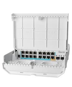 MikroTik outdoor 18 port switch with 15 reverse PoE ports and SFP